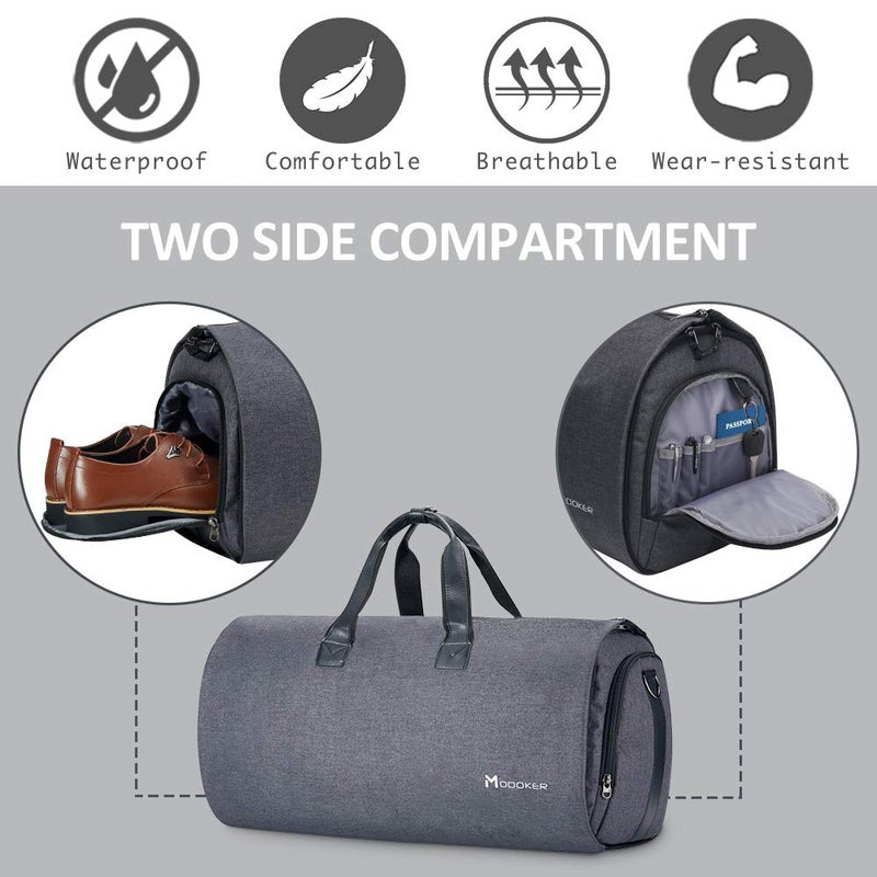 Modoker Convertible Garment Bag with Shoulder Strap, Modoker Carry on Garment Duffel Bag for Men Women - 2 in 1 Hanging Suitcase Suit Travel Bags (Black) - Image 5